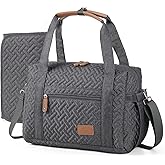 JOLLITO Diaper Bag Tote, Large Capacity Travel Diaper Bags With Changing Pad, Hospital Bag For Labor Delivery, Baby Bag