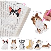 Ireer 6 Pcs Dog 5d Diamond Art Bookmarks for Adult，DIY Painting Kit | Christmas Religious Christians Gifts Crystal Cross Diamond Keychain for Reading Lover Home Office DIY Crafts