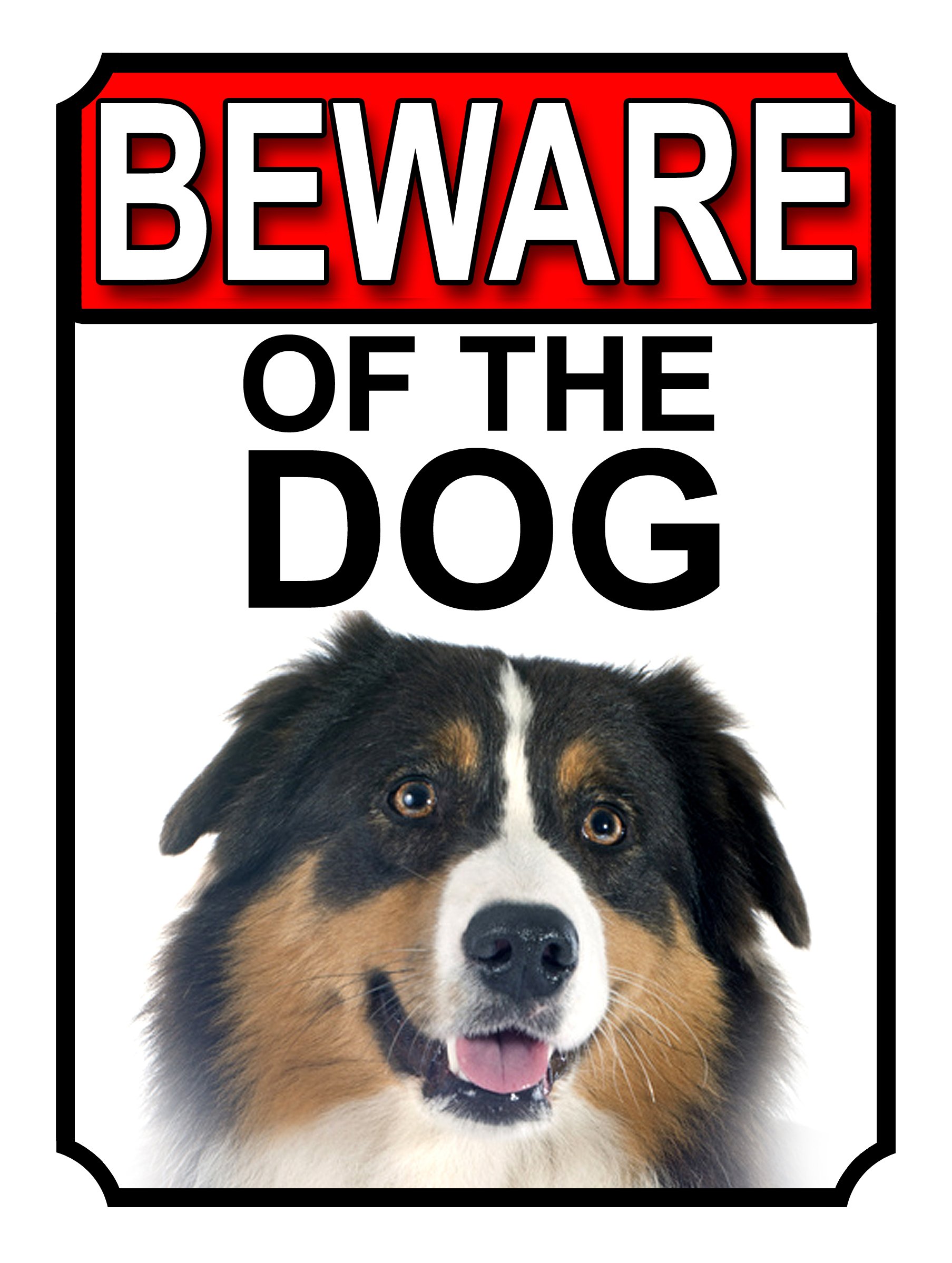 BEWARE OF THE DOG METAL GATE SIGN AUSTRALIAN CATTLE DOG 200MM X 150MM (1108H1)