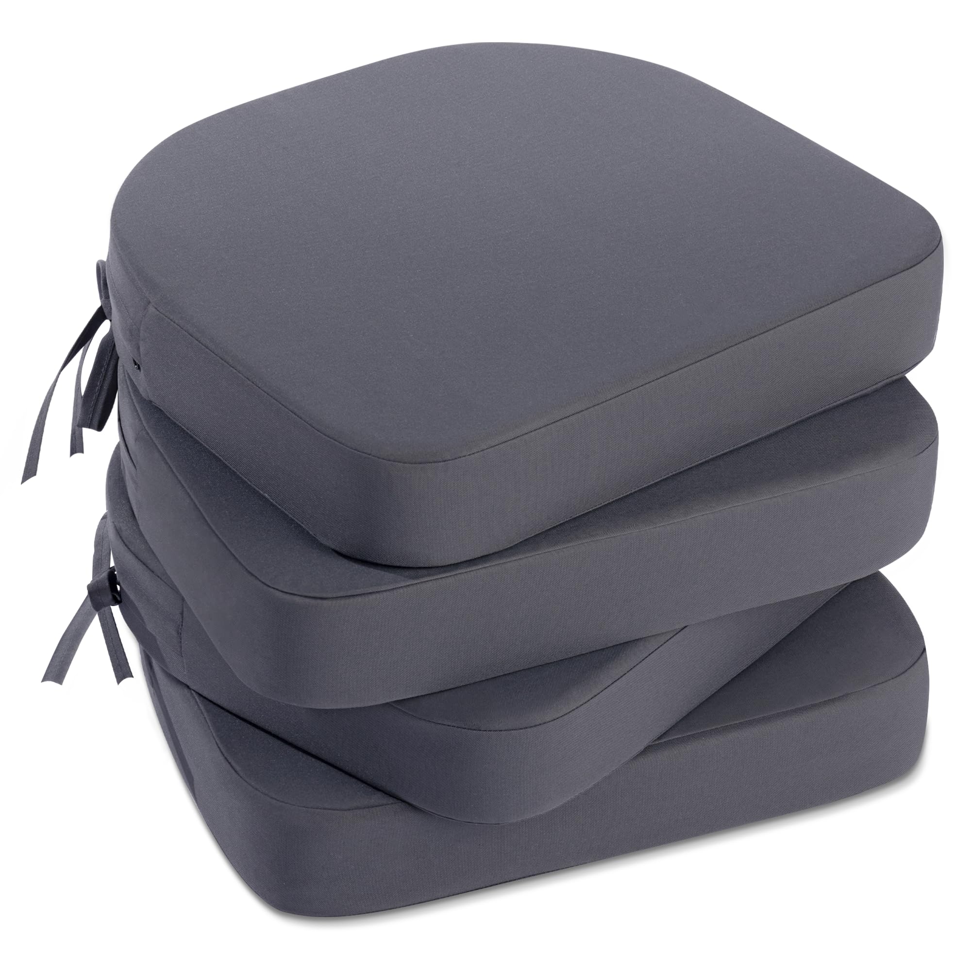 Photo 1 of Tromlycs Outdoor Chair Cushions Set of 4 Patio Pads for Furniture Waterproof 19x19 Inch U Shaped Seat Ding with Ties, Dark Grey