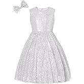 EXARUS Girls Sparkly Sparkle Dress Sleeveless Sequin Party Special Occasion Formal Sequence Dress