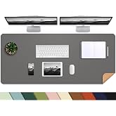 AFIING Cork Desk Mat 47" x 23.6", Dual-Sided Natural Cork &amp; PU Leather Desk Pad, Non-Slip Waterproof Large Mouse Pad for Office, Home &amp; Gaming (Dark Grey)