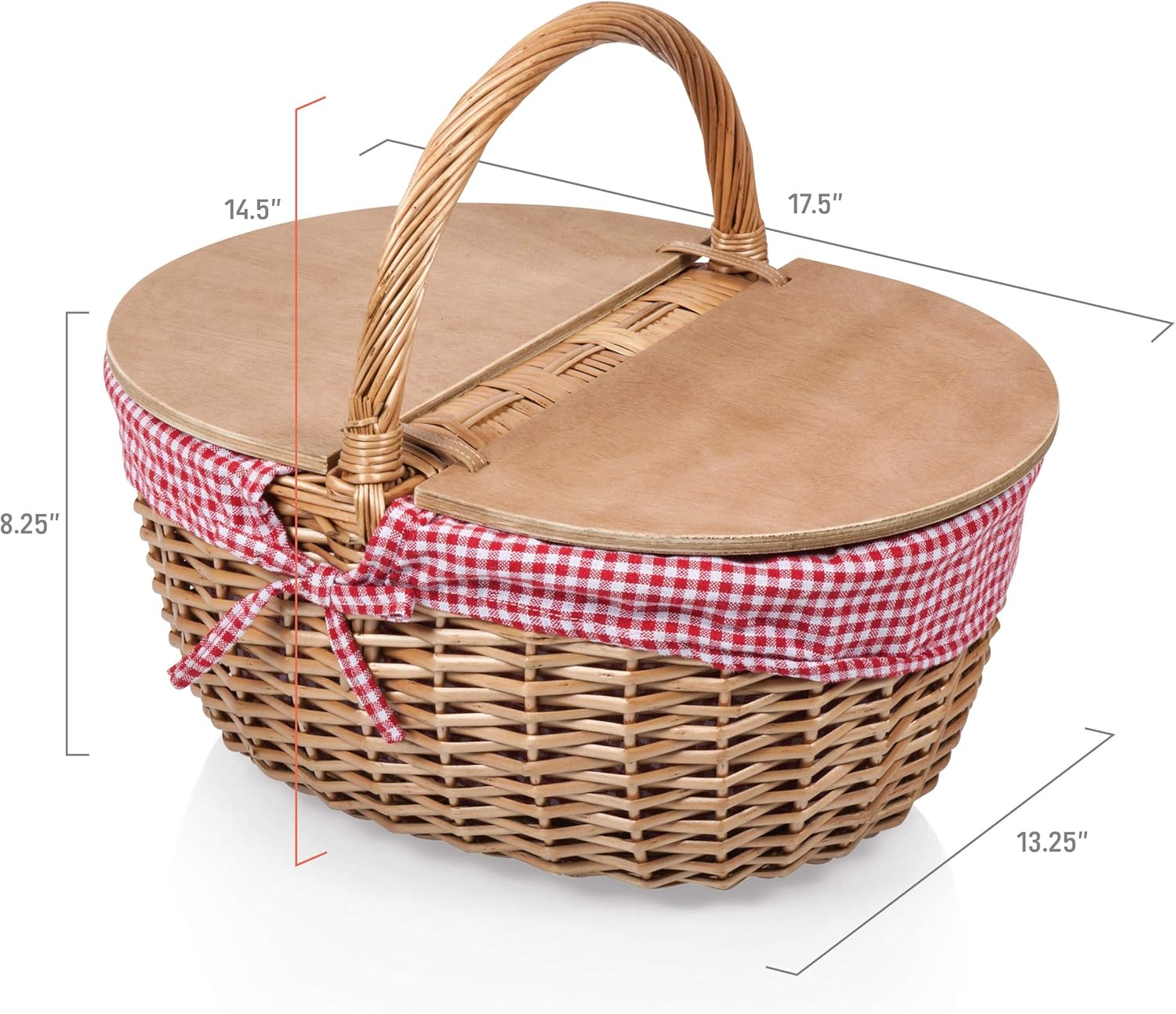 Picnic Time Country Picnic Basket with Liner, Red/White Gingham: Garden & Outdoor