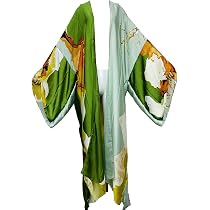 Women's Boho Maxi Kaftan Dress - Batwing Sleeve Silk-Feel Cover Up, Plus Size One Size, 55 Inch Length - View #11