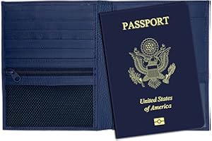 123 CHEAP CHECKS Blue RFID Genuine Leather Passport Wallet