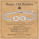 EPIRORA Birthday Gifts for Girls, 10th/11th/12th/13th/14th/15th/16th/18th/21st Birthday Gift Ideas, Infinity Knot Stainless Steel Beaded Charm Number Bracelets for Daughter Sister Granddaughter Niece