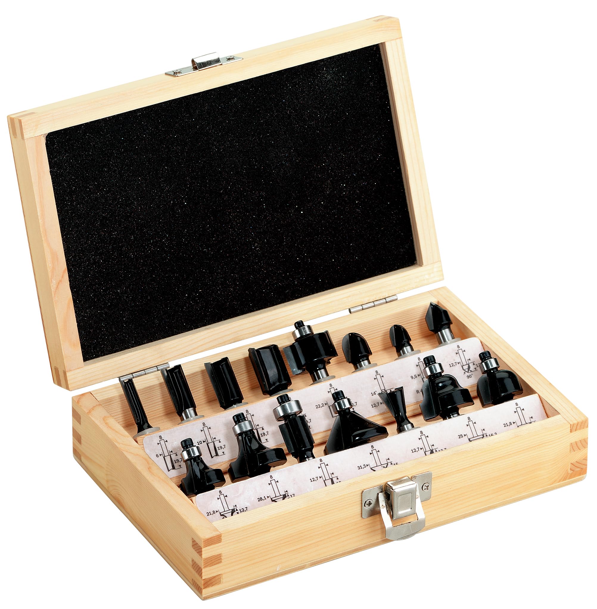 Metabo 631039000 Carbide Router Bit, 0 V, Green, Set of 15 Piece