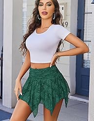 Avidlove Green Mini Skirts for Women Flowy Lace
