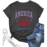 American Flag Shirts for Women: 4th of July Outfit USA Patriotic Tee America 1776 T Shirt Fourth of July Gifts Tops