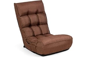 DORTALA Foldable Floor Chair for Adults, Memory Foam Floor Gaming Chair w/ 5-Position Adjustable Head and Back Support, Ergonomic Banana Chair, Indoor Floor Seats for Bedroom, Living Room, Coffee