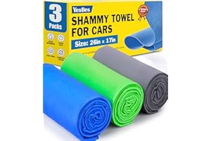 YesBes 3 Pack Premium Shammy Cloth for Car Drying, 26”x17” Chamois Towel for Car, Super Absorbent Shammy Towel for Car, Reusable Soft Car Drying Towels