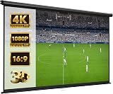 VonHaus 80" Pull Down Projector Screen 4K HD 16:9 Wall/Ceiling Mount