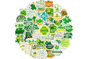 YAHOLOFT St Patrick's Day Stickers, 50 pcs Repeating Shamrock Leprechaun Irish Holiday Stickers for Kids Adults Stickers for Skateboard, Water Bottles, Cars, Bumper, Scrapbook (st Patrick,50PC)