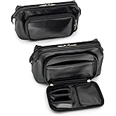 TREND-X PU Leather Makeup Bag with Brush Compartment, Open Flat Travel Cosmetic Organizer for Women, Large Capacity Vanity Makeup Bag