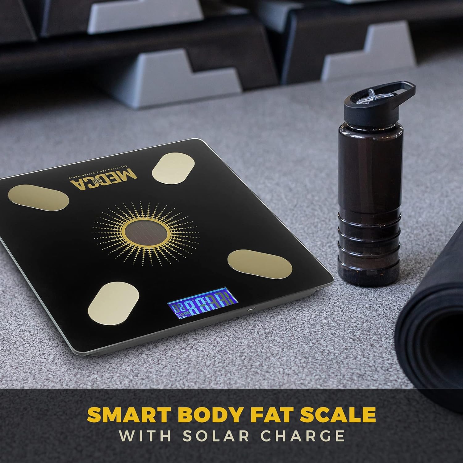 Body Fat Scale - Smart Digital Solar Powered Glass Bathroom Scale Measures, Tracks and Analyzes Weight Fat Loss BMI Body Composition and More Monitor Your Progress with Smartphone App: Health & Personal Care