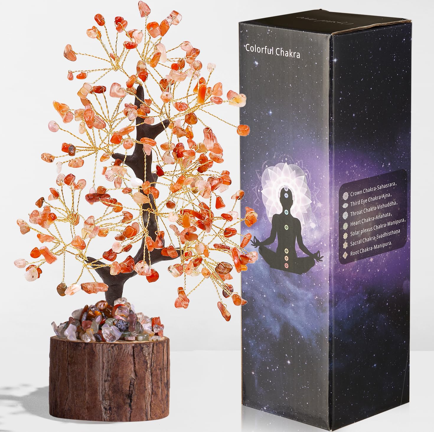 AWARDSEN Carnelian Crystal Tree Money Tree Crystal Ornaments Healing Crystals Gifts Desk Decorations Spiritual Gifts for Women