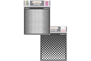 CrafTreat Geometric Stencils for Painting on Wood, Wall, Tile, Canvas, Paper, Fabric and Floor - Ombre Square and Flying Hearts - 2 Pcs - 6x6 Inches Each - Reusable DIY Art and Craft Stencils