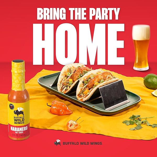 BUFFALO WILD WINGS HABANERO HOT SAUCE, 5 FL OZ, HOT DIPPING SAUCE, MARINADE AND SEASONING FOR CHICKEN WINGS AND PORK RIBS, MADE WITH HABANERO PEPPERS