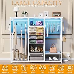 YAKANJ Dresser for Bedroom with 2 Clothes Racks,4