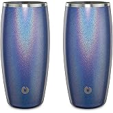 Snowfox Insulated Beer Glasses, Premium Vacuum Insulated Stainless Steel for Cold Drinks, Guiness Glasses, Set of 2, Lightweight Pint Glasses, Gift for Men, Home Bar Accessories, 18oz, Shimmer Blue