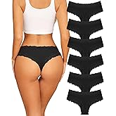 Sth Big Womens Cotton Underwear Sexy Lace Brazilian Panties Soft Breathable Cotton Bikini for Ladies 6 Pack