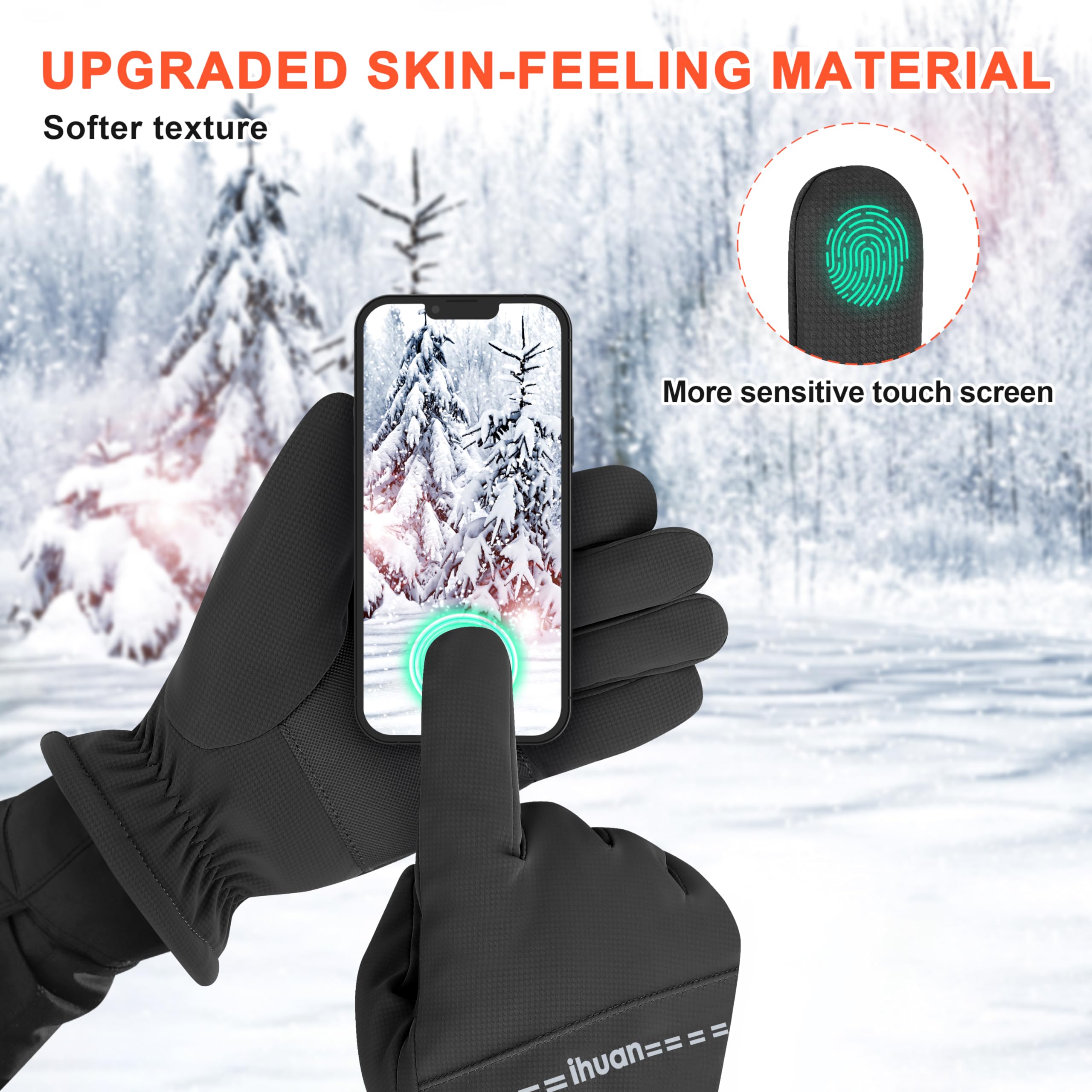 ihuan Winter Waterproof Snow Ski Gloves for Women Men,Cold Weather Warm Thermal Touchscreen