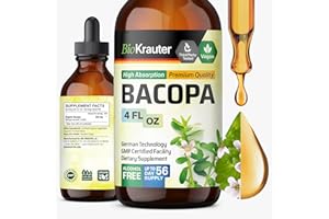 BIO KRAUTER Bacopa Monnieri Supplement Liquid - Brain Support Brahmi - Alcohol & Sugar Free Liquid Bacopa Herb Drops 4 Fl.Oz.