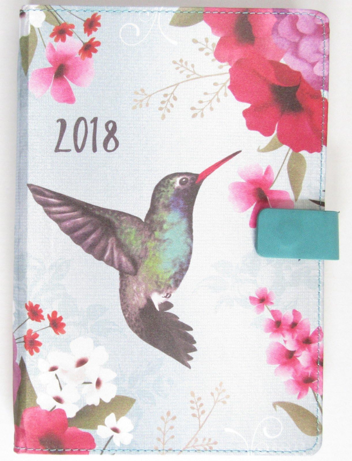 2018 A5 Organiser Diary Page a Day Monthly Index Fabric Look - Blue Hummingbird