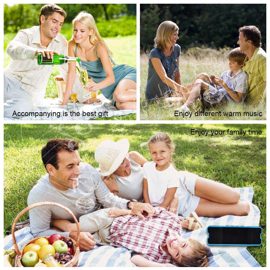 Waterproof Bluetooth Speaker,POWERIVER Portable 4.1 Bluetooth Computer Outdoor Speakers with MP3 Player 15W IPX65 for iPhone iPad and Pod (Blue)