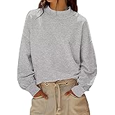 TERIVEEK Mock Neck Sweatshirt for Women Oversized Turtleneck Long Sleeve Hoodies 2025 Fall Casual Drop Shoulder Pullover Tops