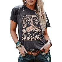 Wild West Cowboy Steer T-Shirt for Women Vintage Skull