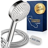 Cobbe&reg; All Metal Handheld Shower Head, 3 Spray Settings, 2.5GPM | Premium 304 Stainless Steel Body with High-Pressure Coverage, Reinforced Hose &amp; Adjustable Brass Bracket, Mirror Polished