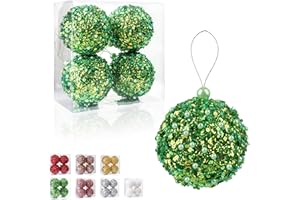 ZHANYIGY 4.25" Christmas Ball Ornaments, 4pc Set Green Shatterproof Christmas Decorations Tree Balls for Xmas Trees Wedding Party Holiday Decorations (Green)