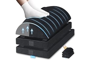 KAYFIA XXL(20in) Foot Rest for Under Desk at Work with 3 Adjustable Heights, Foot Stool with Bamboo Charcoal Foam, Feet Warm Pocket Footrest for Office Gaming Chair, for Leg Support -Black