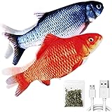 TOOGE 2 Pack 11" Electric Moving Fish Cat Toy Realistic Interactive Flopping Fish Cat Kicker Catnip Toys for Indoor Cats Pets