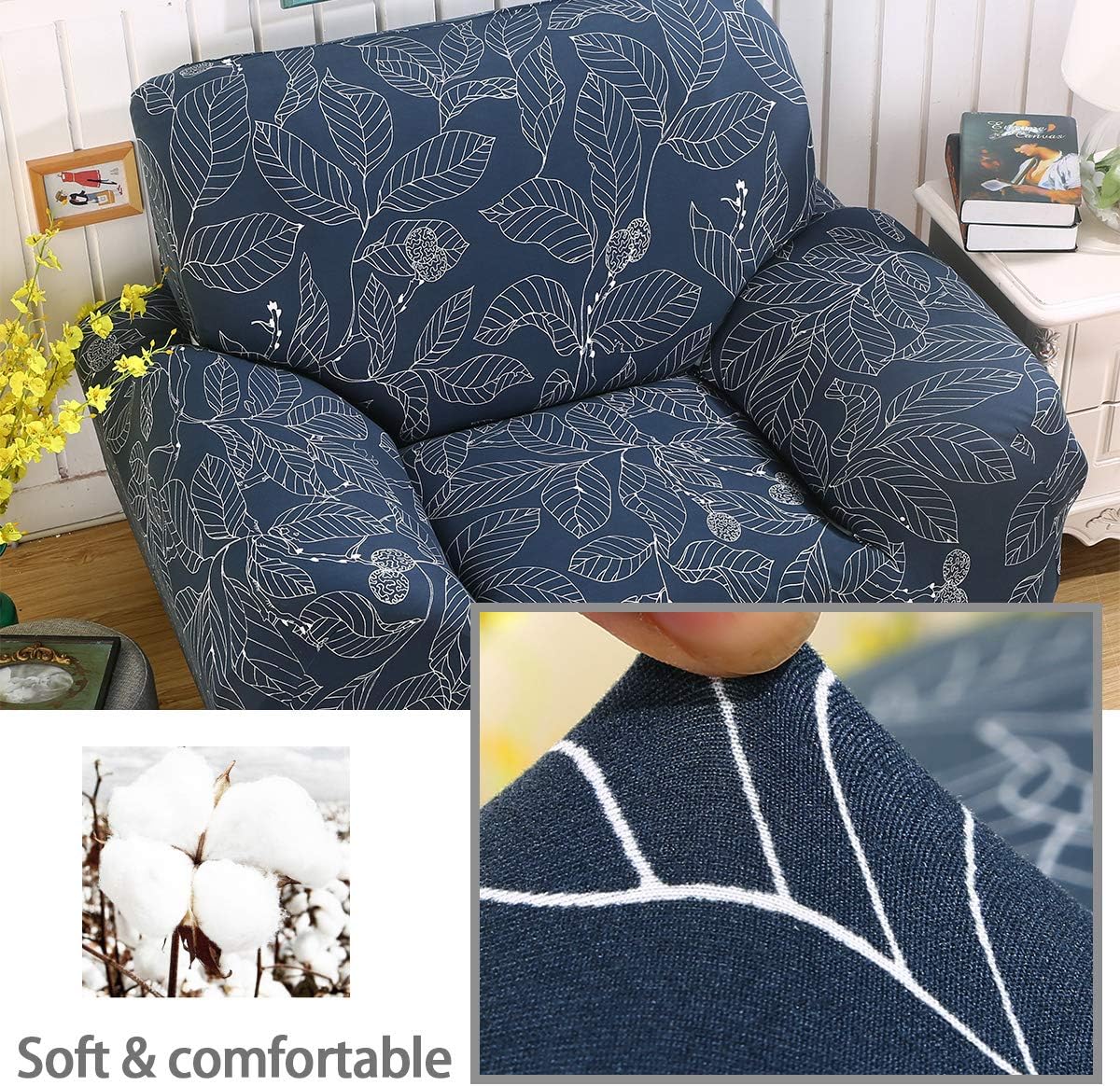 Fashion·LIFE Sofa Covers 2 seater Pattern Print Sofa Slipcover Floral Printed Cover Stretch Anti-Slip Elastic Slipcover Furniture Protector for livingroom,Dark gray - Image 5