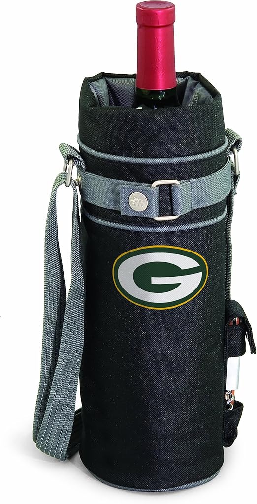 Amazon Com Nfl Green Bay Packers Insulated Single Bottle Wine Sack With Corkscrew Sports Outdoors