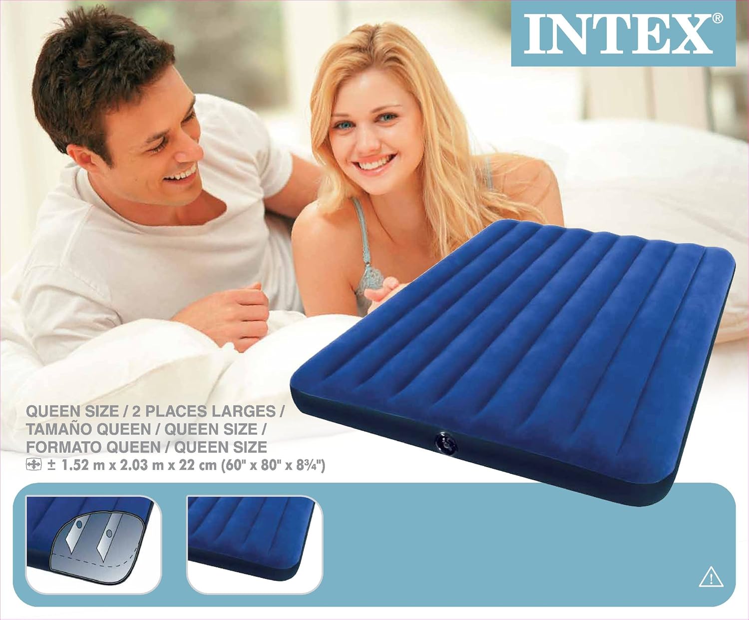 Intex Classic Downy Airbed Queen Amazon In Sports Fitness Outdoors Intex Queen Air Mattress Classic Downy