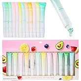 EXPRESSIONS 12pc Lip Oil Set - Flavored Lip Oils Value Pack, Hydrating Lip Oils w/Squeeze Tube Application, Moisturizing Lip Oil Collection for Everyday Lip Care and Lip Repair (FRUITS)