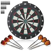 CHRDW 18 Inch Soft Tip Dart Board for Adults, Staple-Free Plastic Surface with 6 Aluminum Darts &amp; 20 Extra Tips, Indoor/Outdoor Game Room Bar Dartboard Set