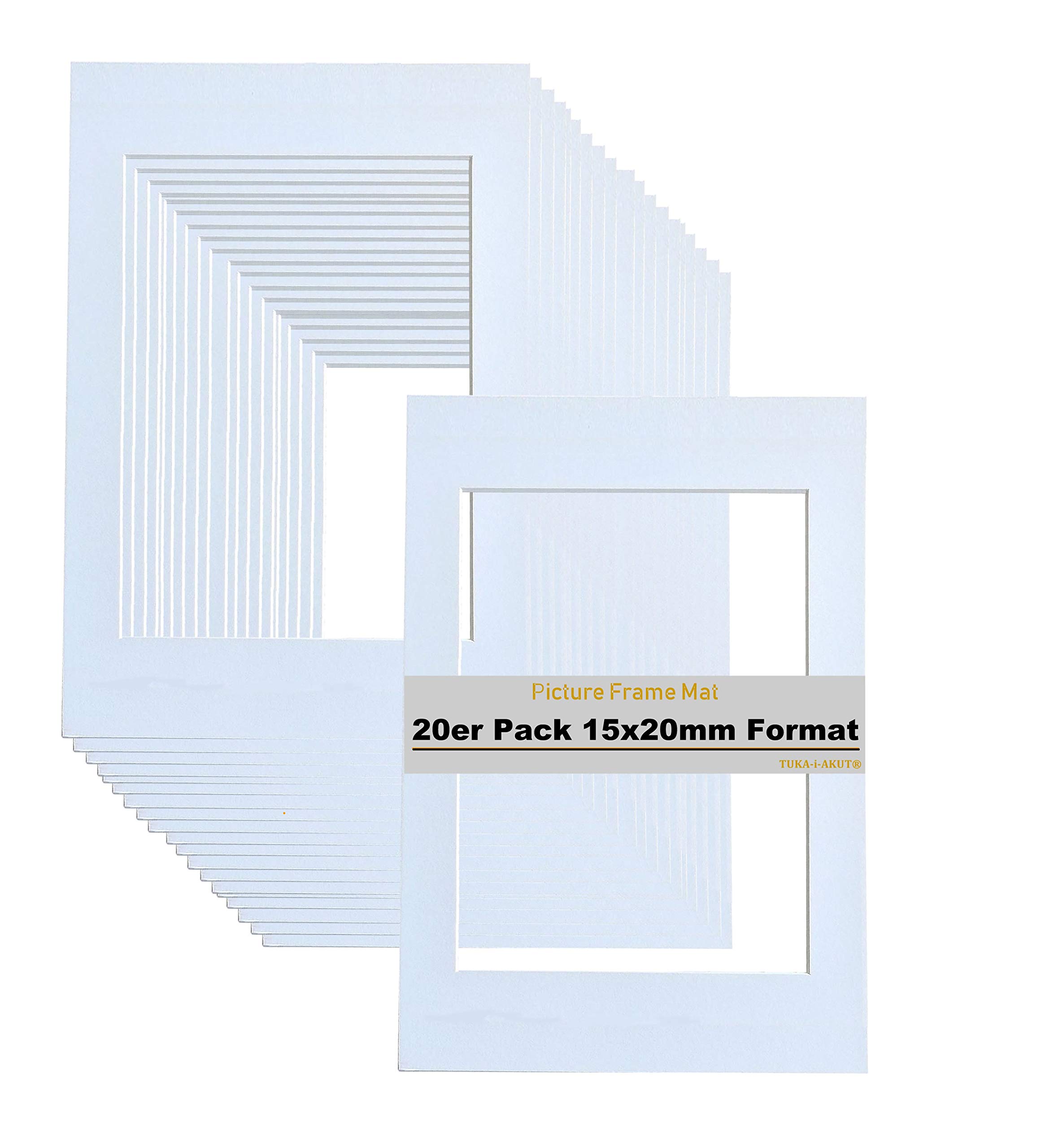 TUKA 20pcs 7.9x5.9 Frame Photo Mounts Picture Frame Mats for Frame Mounts Photo/Picture Mounts, Mounting Boards - Mount 10cm x 15cm (5.9" x 3.94") - Frame 15cm x 20cm - White TKD9100-15x20-20x