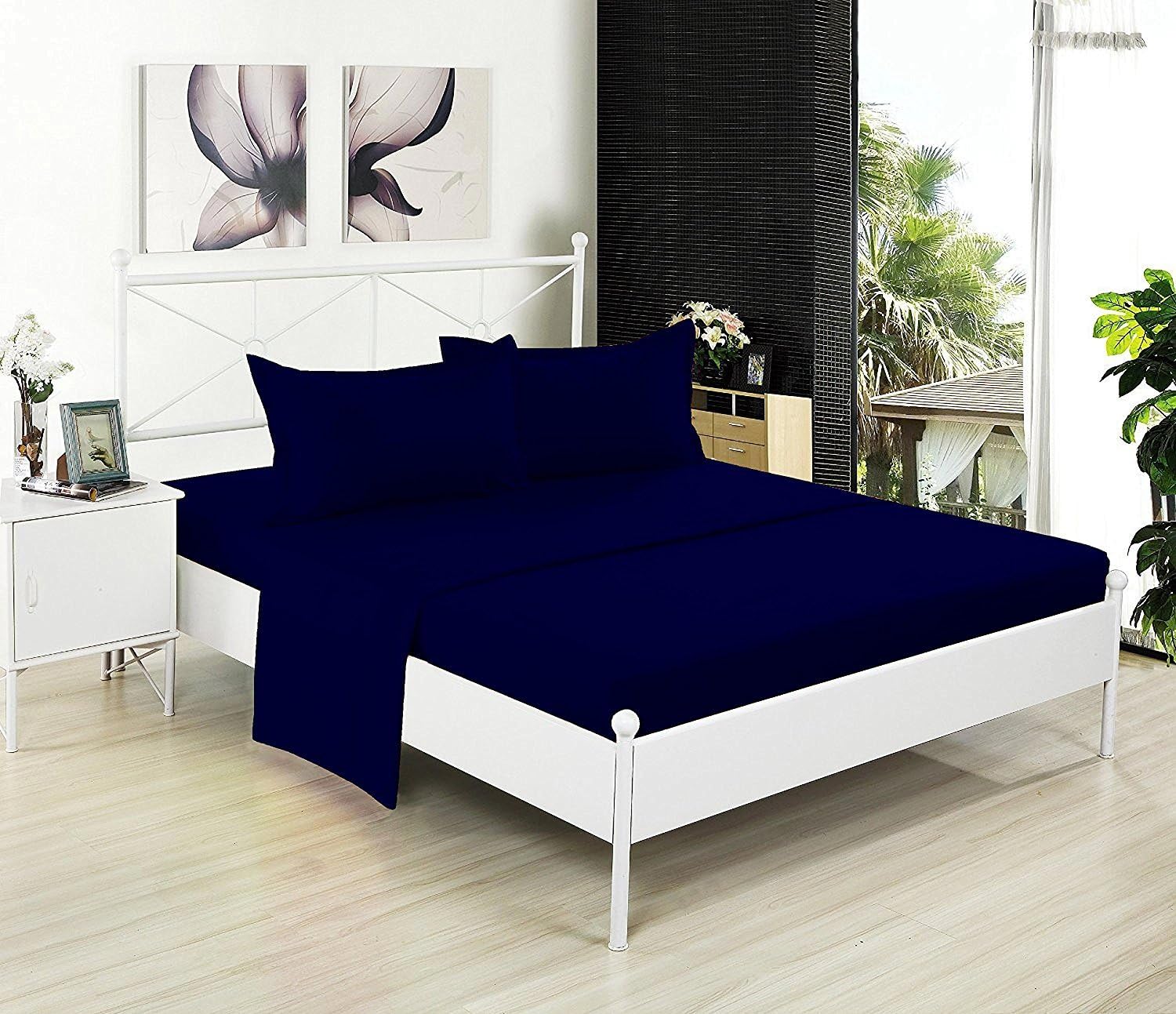 Crescent Bedding Flat Sheet Only - 200 Thread Count 100% Cotton - Soft and Comfy (Full, Hunter): Home & Kitchen