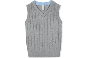 BOBOYOYO Boys Sweater Vest Unisex Cable Knit 100% Cotton Toddler Uniform Vest for Little Big Childrens Kids Teenage Girls