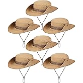 Coume 6 Pieces Safari Boonie Hats Bulk Wide Brim Fishing Hats for Men Women Camo Boonie Cap for Safari Military Hiking(Simple Style)