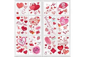 HIDREAS 218 Pcs Valentine's Day Window Clings Decorations Heart Window Clings for Glass Windows for Valentines Day Decorations in 8 Sheets
