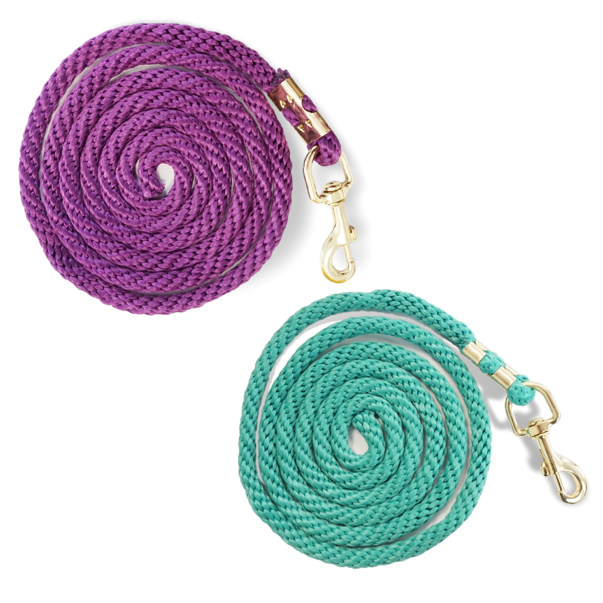 Lead Rope for Horse - Tie Rope in Various Stylish Designs, Lead Lead, Tie Rope Pony, Donkey, Goat (1x Turquoise + 1x Purple)