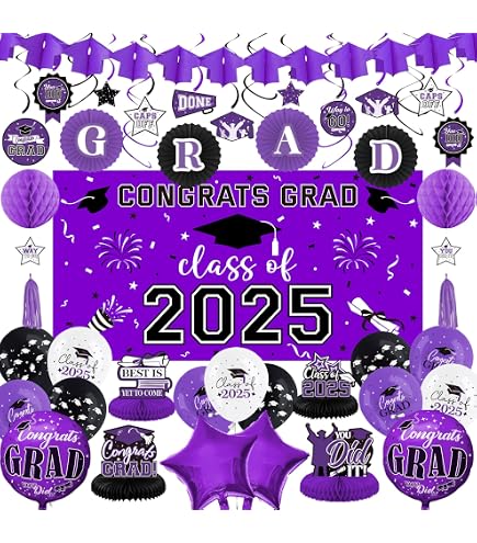 Graduation Decorations Class Of 2025 – Lila, Abschlussfeier Deko Für 2025