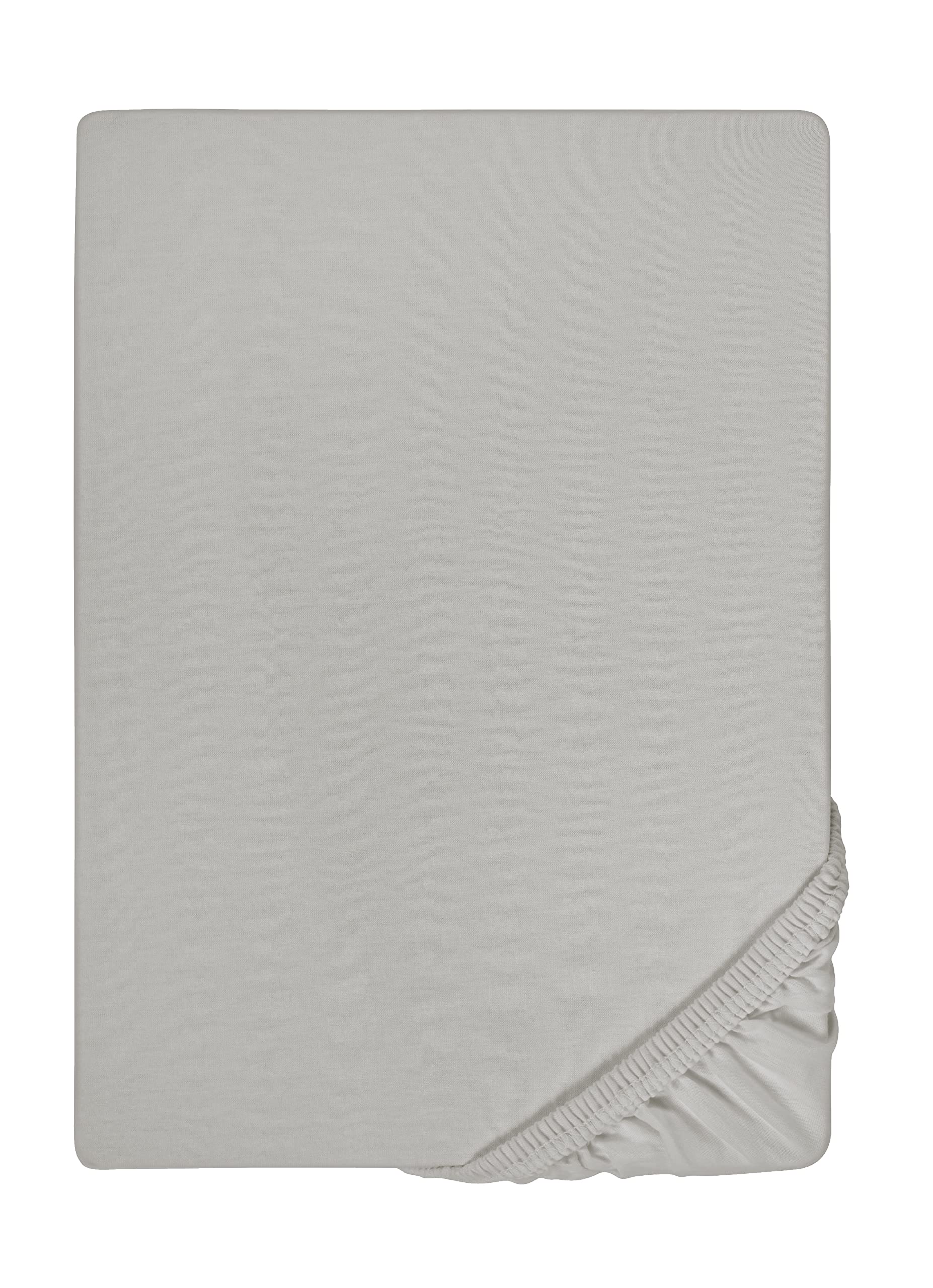 biberna 77144 Jersey stretch fitted sheet, according to Oko-Tex Standard 100, approx. 90 x 190 cm bis 100 x 200 cm ,Gray (storm gray)