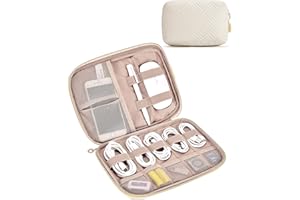 BAGSMART Electronics Organizer Case - Travel Accessories for Women, Cord Organizer for Phone, SD Card, Beige