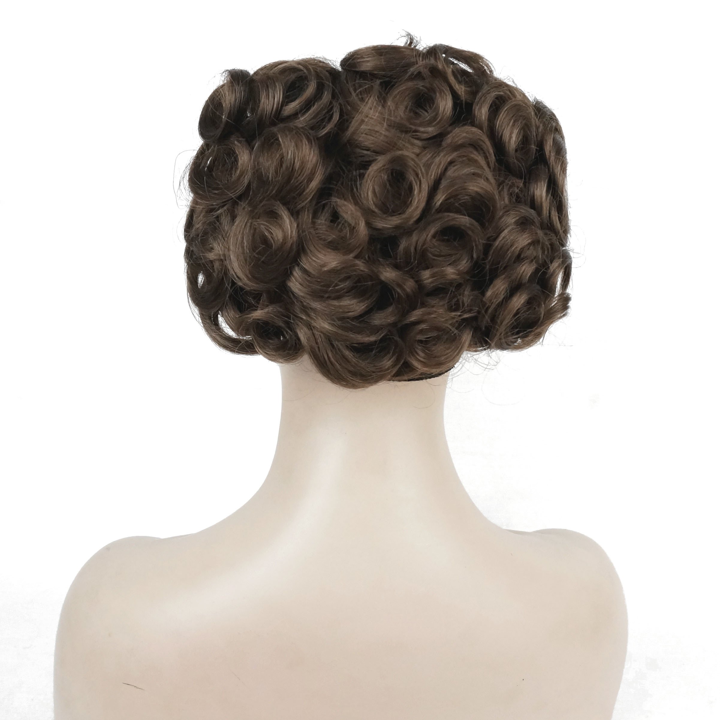 Lydell Short Messy Curly Dish Hair Bun Extension Stretch hair Combs Clip in Ponytail Extension Medium Golden Brown